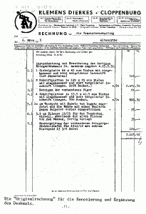 Die "Originalrechnung" für die Renovierung und Ergänzung des Denkmals 1953